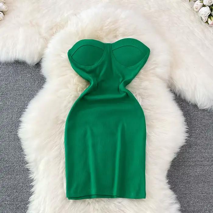 Robe bustier tubulaire sans bretelles, épaules dénudées, Sexy, moulante, Club de fête, élégante, ann