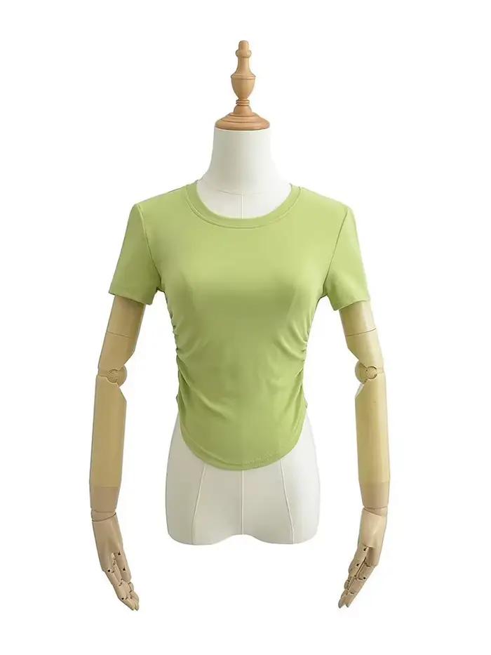 T-shirt à manches courtes et col ras du cou pour femmes, Harajuku, en coton, avec détails sur les cô