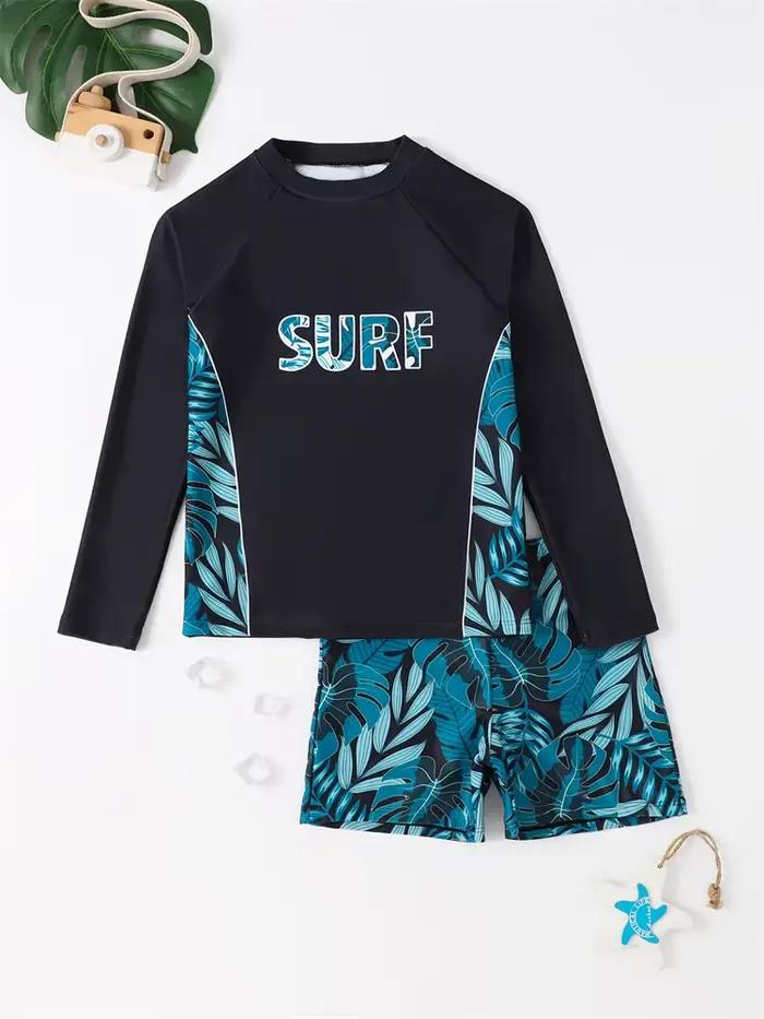 Garçon maillot de bain 2026 nouveau solide et imprimé à manches longues maillots de bain pour enfant