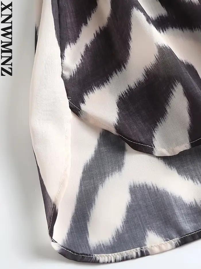 XNWMNZ-Chemise à Manches sulfen Coton et Lin pour Femme, Chemisier Imprimé Zèbre, Décontracté, obser