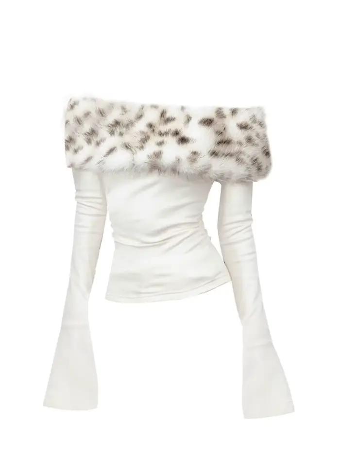 T-shirt manches longues femme, haut à épaules dénudées, Vintage, basique, blanc, Y2k, automne-hiver,