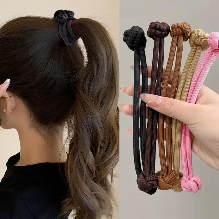 Attaches de cheveux en caoutchouc extensibles simples pour femmes, haute élasticité, mode fille, cor