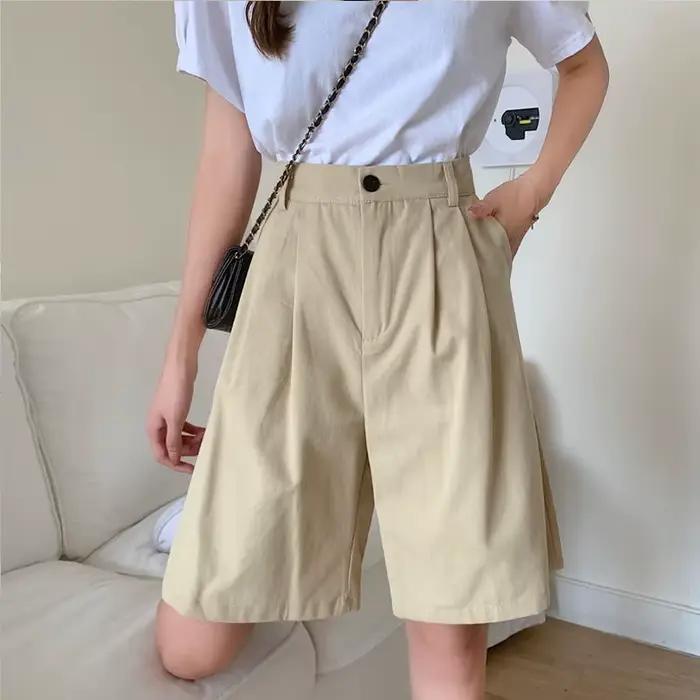 FJpreppy-Short Cargo Femme, All-Match Fashion, Longueur Genou, Bf Casual, Ulzzang Vintage, Office La