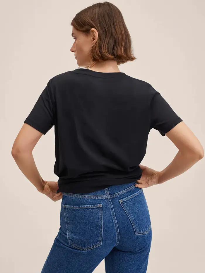 Dlife Fold-T-shirt cool à manches tombantes pour femmes, t-shirt en coton imprimé simple et décontra