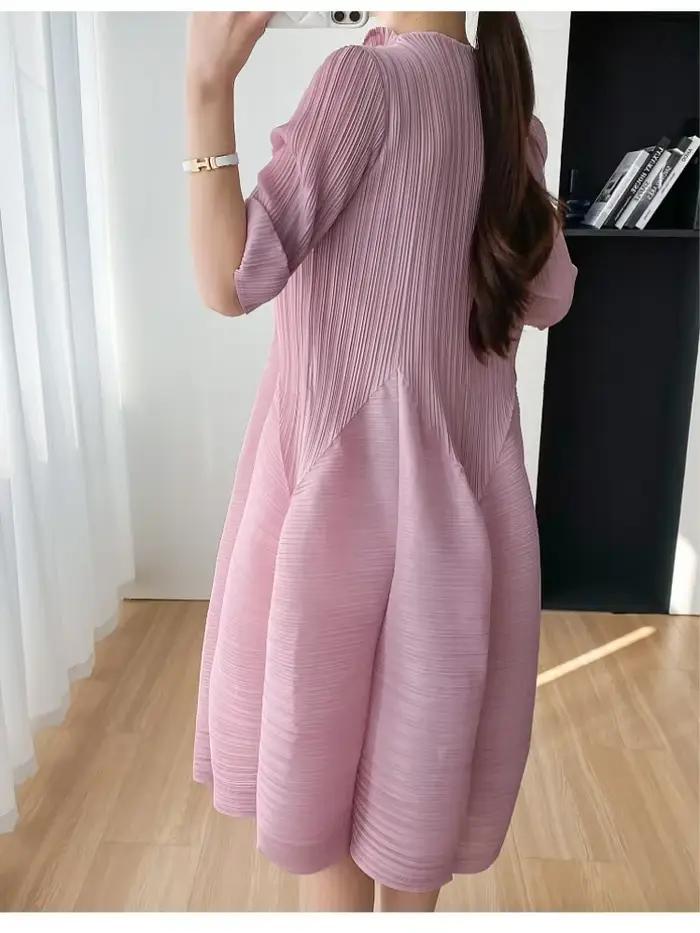 Miyake robe plissée femmes 2023 élégant mince été nouveau décontracté mi-longue robes femmes vêtemen