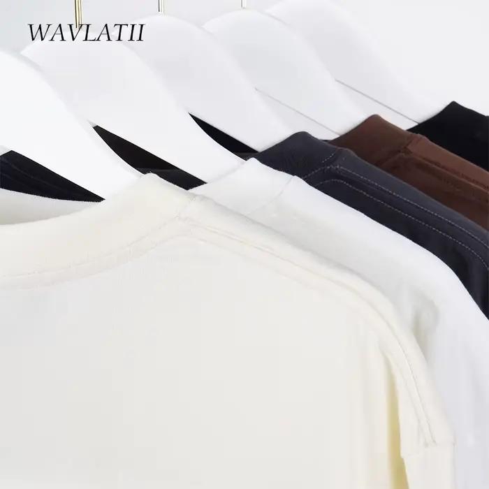 WAVLATII surdimensionné été t-shirts pour femmes hommes marron décontracté femme coréen Streetwear t