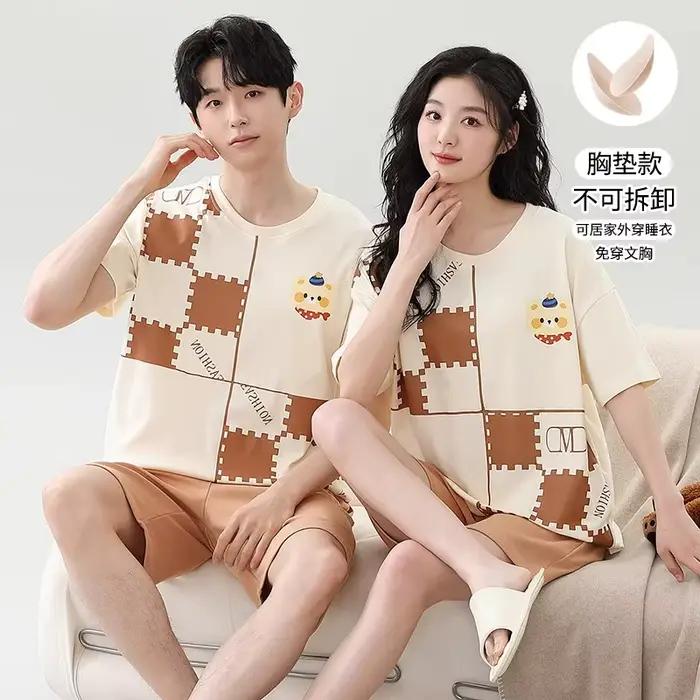 Ensemble de pyjamas de dessin animé pour couple, vêtements de nuit assortis, vêtements de nuit pour