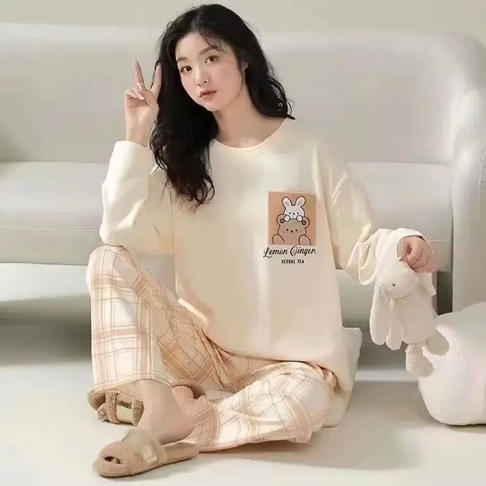 Pyjama deux pièces décontracté pour femme, ensemble de vêtements de nuit confortables, vêtements de