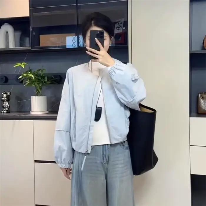Veste Courte Décontractée Femme Col Rond Couleur Unie Style Coréen Nouvelle Collection Printemps 202