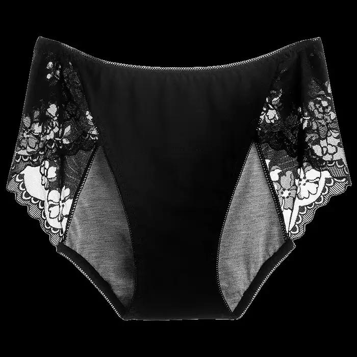 Culotte menstruelle anti-fuite pour femmes, dentelle respirante, sexy, imperméable, taille moyenne,