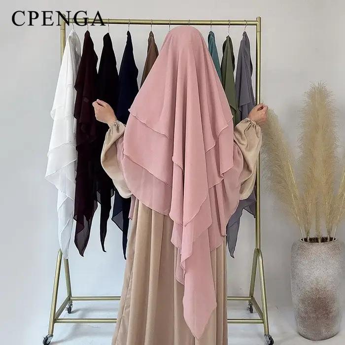 Turban uni en mousseline de soie pour femmes musulmanes, Hijab simple, tiens imar modeste, Turban un
