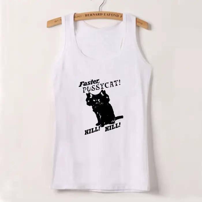 Y-Women FibrCasual Cat Pattern Print Tanks, Style Y2k Aesthetic Sweet Sexy, Précieux, Harajuku Basic