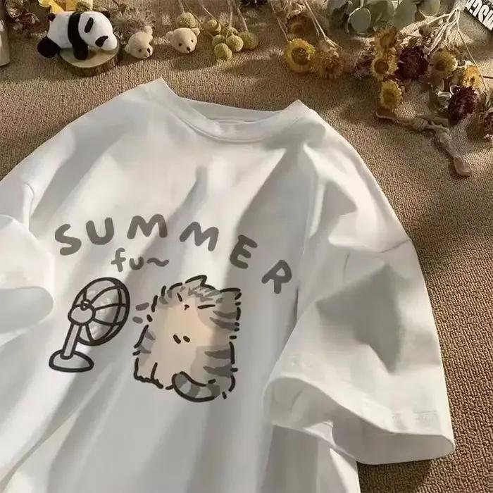 Fan Cat et femmes pur T-shirt pour hommes rue américaine coup créatif été décontracté à manches cour