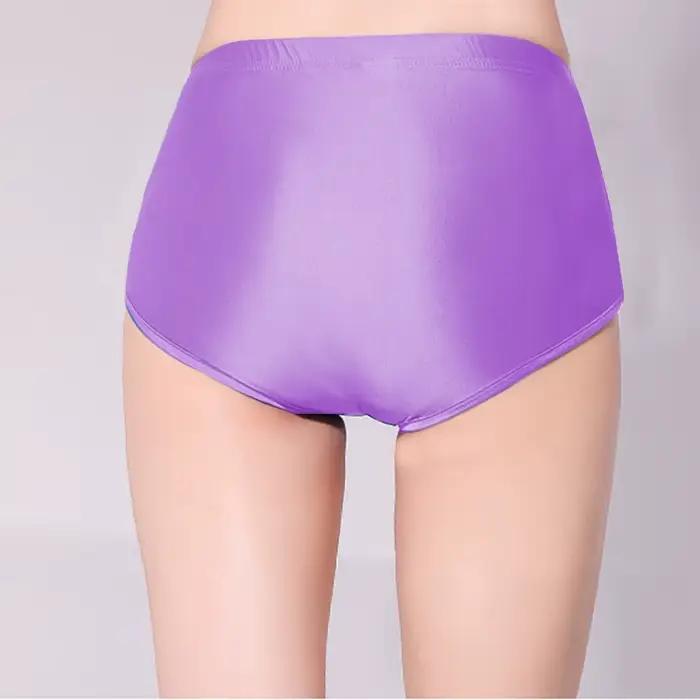 Short japonais en Satin brillant sans couture en Spandex, soyeux, lisse, Sexy, couleur unie, taille