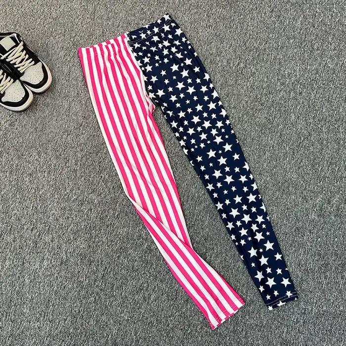 Nouveau jegging élastique rayure étoile imprimé Leggings mode pantacourt femme leggins crayon pantal