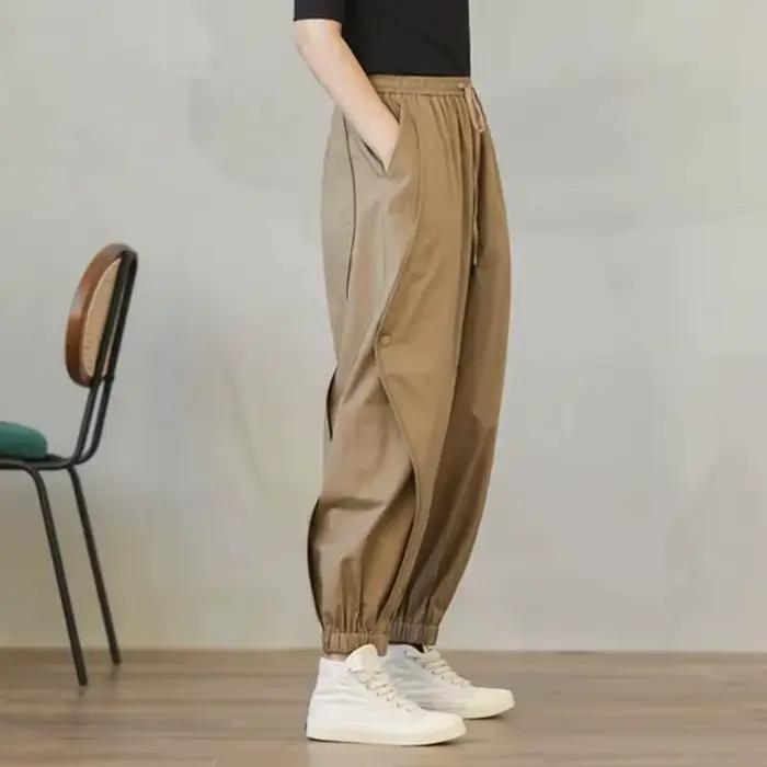 Pantalon décontracté grande taille pour femme, vêtements de travail taille haute, pantalon de sport