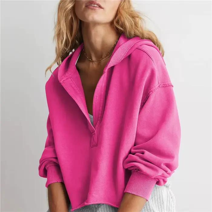 Sweat à capuche à col en V pour femme, pull confortable et chaud, vêtements décontractés, document s
