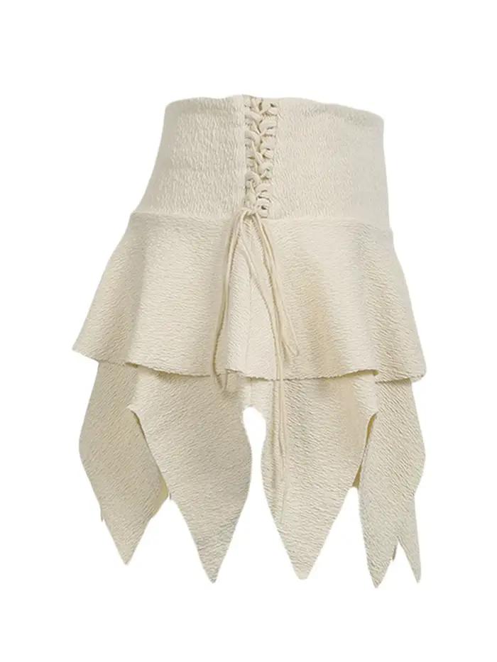 Mini jupe gothique unie pour femme, bande élastique, jupe courte Y2K, ourlet irrégulier, streetwear
