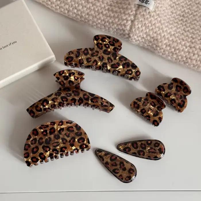 Pince à cheveux en acide acétique imprimé léopard, accessoires pour cheveux haut de gamme pour femme
