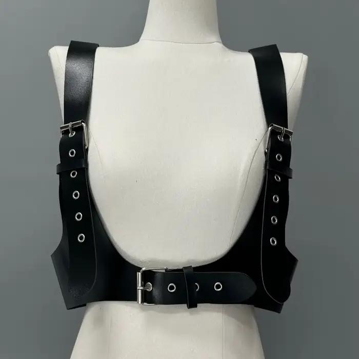 Ceinture Corset en cuir U, harnais, Style de rue, large ceinture Punk, poitrine, réglable, bretelles
