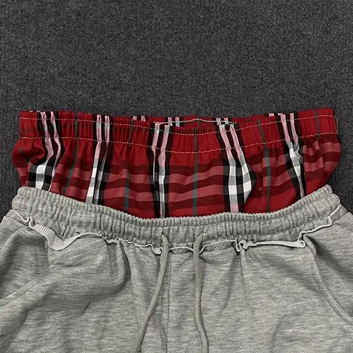 Pantalon décontracté à Double taille à carreaux pour femmes, ample, mode de rue, avec lettres brodée