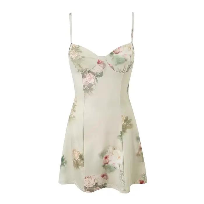 YENKYE-Mini Robe Vintage en Tricot à Imprimé Floral pour Femme, Sexy, Commande Haute, Été 2023