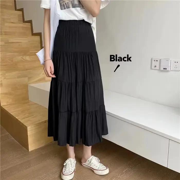 Printemps été femmes jupes Vintage taille haute élastique Patchwork blanc noir Chic longue gâteau a-