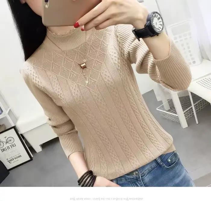 Nouveau élégant printemps automne hiver Femme vêtements tricot Pull Pull chaud Pull Femme à manches