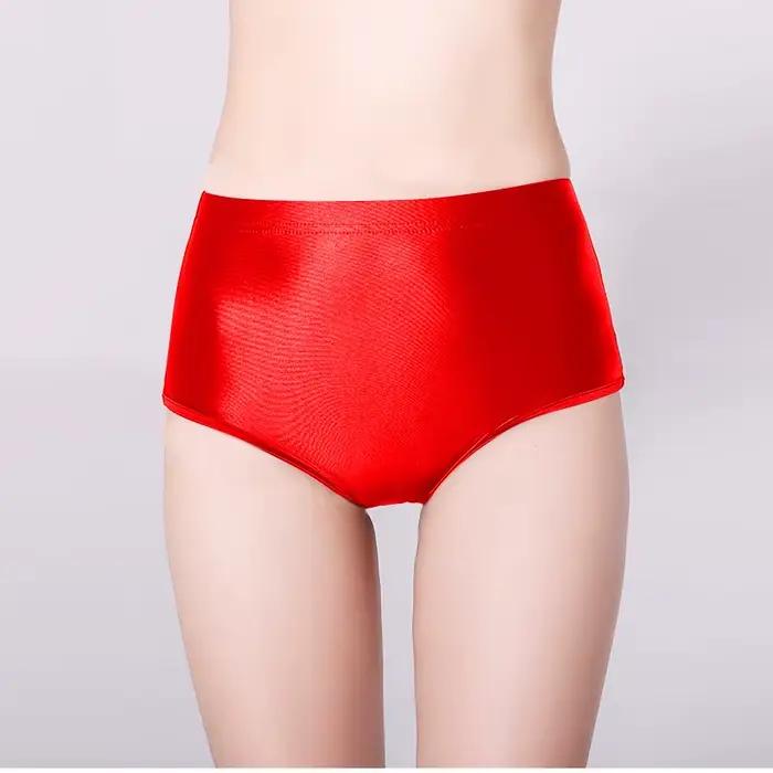 Short japonais en Satin brillant sans couture en Spandex, soyeux, lisse, Sexy, couleur unie, taille