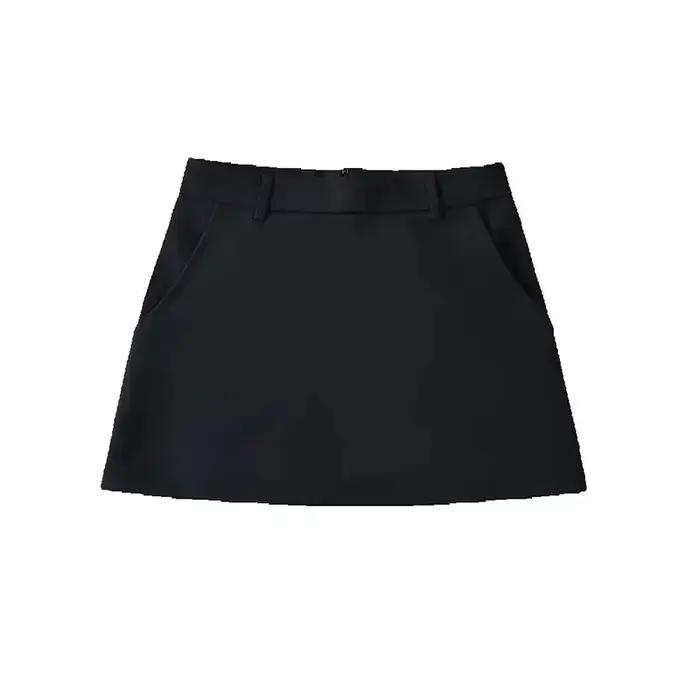 Mooyufon femmes mode solide dos fermeture éclair a-ligne Mini jupe Vintage taille haute femme Chic d