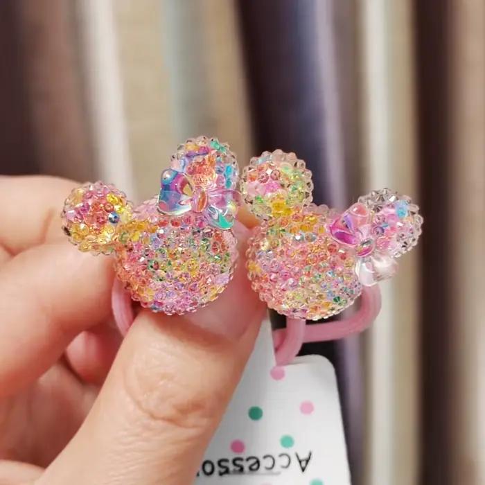 2 pièces belle bande dessinée coloré paillettes cerise filles bandes de cheveux élastiques princesse
