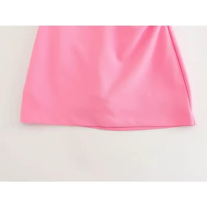 YENKYE nouvelle mode femmes rose froncé robe sans bretelles sans manches dos fermeture éclair femme