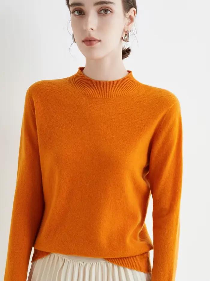 AOSSVIAO 2026 Automne Hiver Pull Col Montant Uni pour Femme, Tricot Décontracté, Vêtements Féminins,
