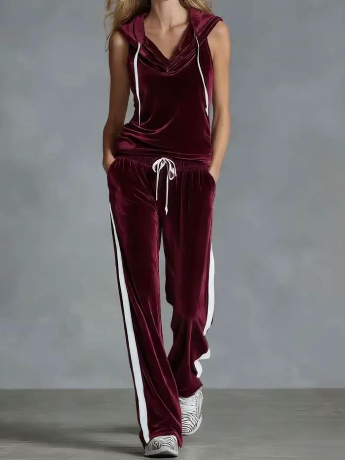 Ensemble décontracté confortable pour femmes, nouvelle mode, deux pièces, veste sans manches à capuc
