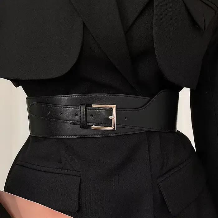1 pièces ceinture femmes Ins vent polyvalent Version coréenne robe noire taille large Cincher femmes