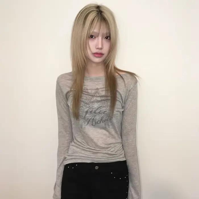 Tops en tricot à imprimé lettres Y2k japonais Karrram, tricot à manches longues coréen des années 20