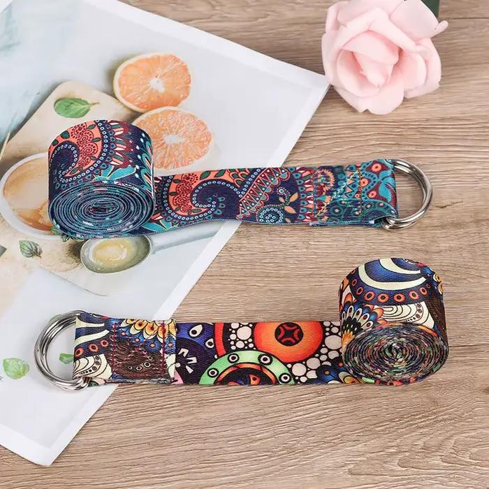 Sangle de Yoga, corde de Fitness, ceinture réglable imprimée colorée, lavable