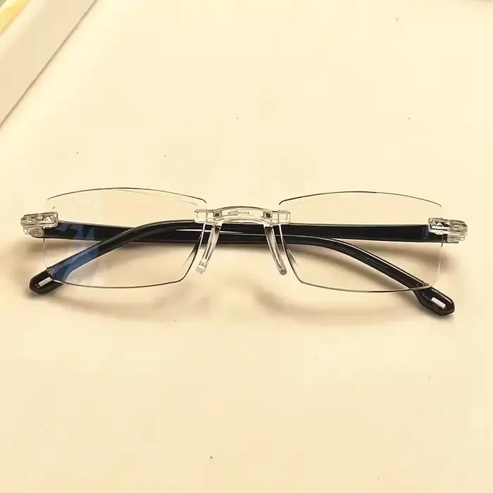 Paquet de 14 lunettes de lecture sans monture de style vintage – Cadre rectangulaire, bloquant la lu