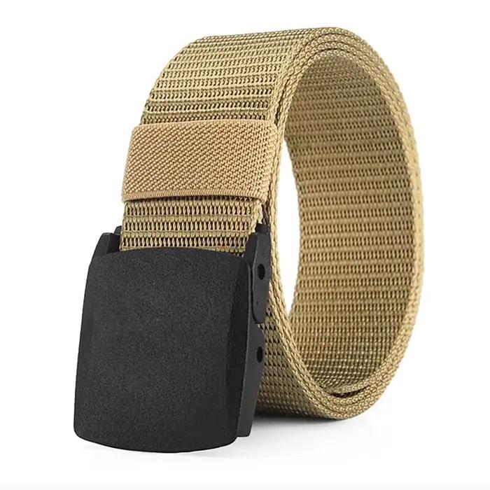 Ceinture en toile décontractée pour hommes et femmes, ceinture d'entraînement en nylon sans métal av