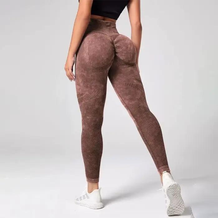 Leggings de sport de contrôle du ventre de teinture par nouage de base de yoga