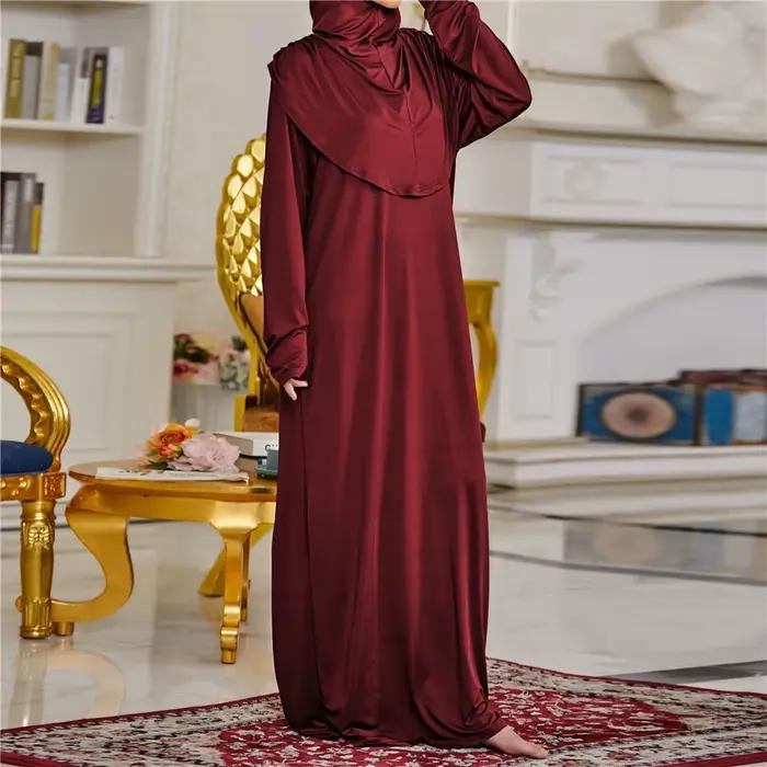 Vêtement de prière pour femmes Ramadan musulman Abaya caftan femmes Jilbab avec Hijab Abayat Islam R