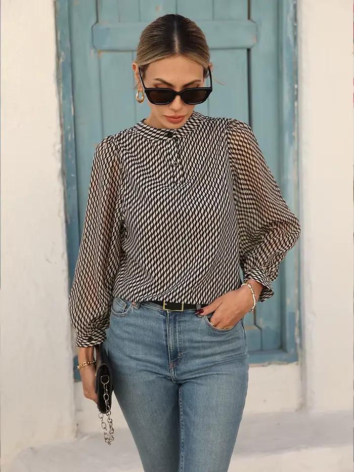 Printemps été chemises en mousseline de soie élégantes femmes Blouses pour un Look Chic mode dames h