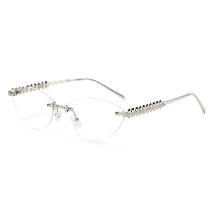 Lunettes de protection sans bords œil de chat Rivet lunettes de soleil femmes marque de luxe ovale d