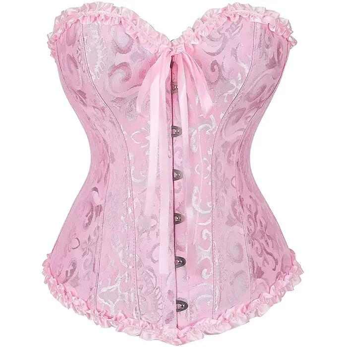 Corset pour femme vintage en jacquard, haut bustier amincissant, gaine amincissante, serre-taille ro