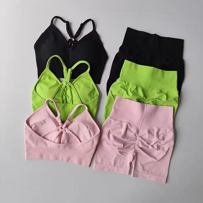 2 pièces ensembles de Yoga femmes taille haute tenues d'entraînement vêtements de sport vêtements de