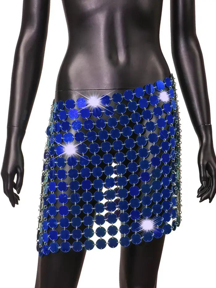 Mini-jupe sexy transparente à sequins métalliques pour femme, idéale pour l'été, les soirées en club