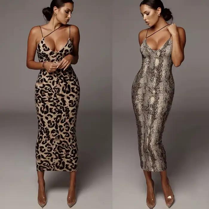 Robe d'été Sexy léopard sans manches pour femmes, vêtements élégants, mode féminine, taille haute, b