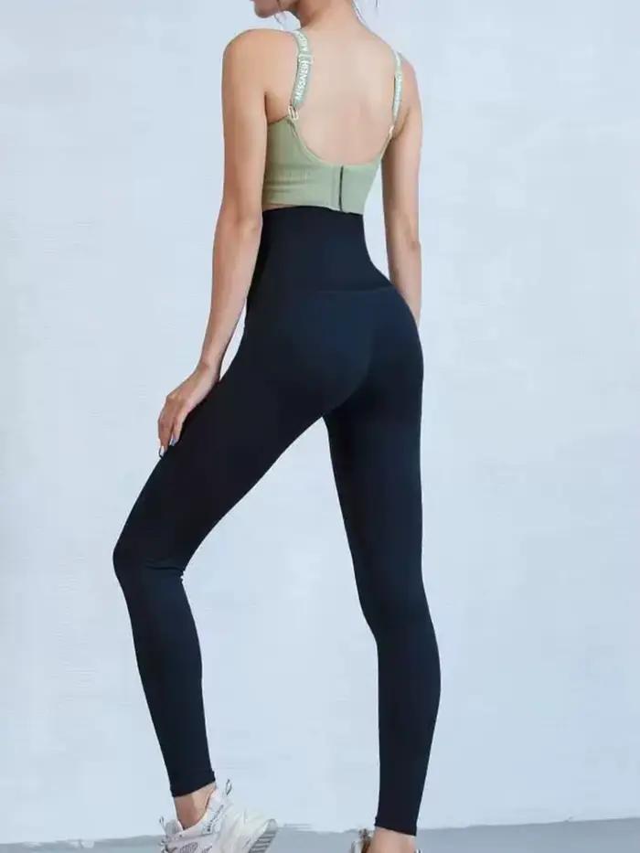 Pantalons de yoga taille haute pour femmes, leggings de sport élastiques minces avec fermeture à pre