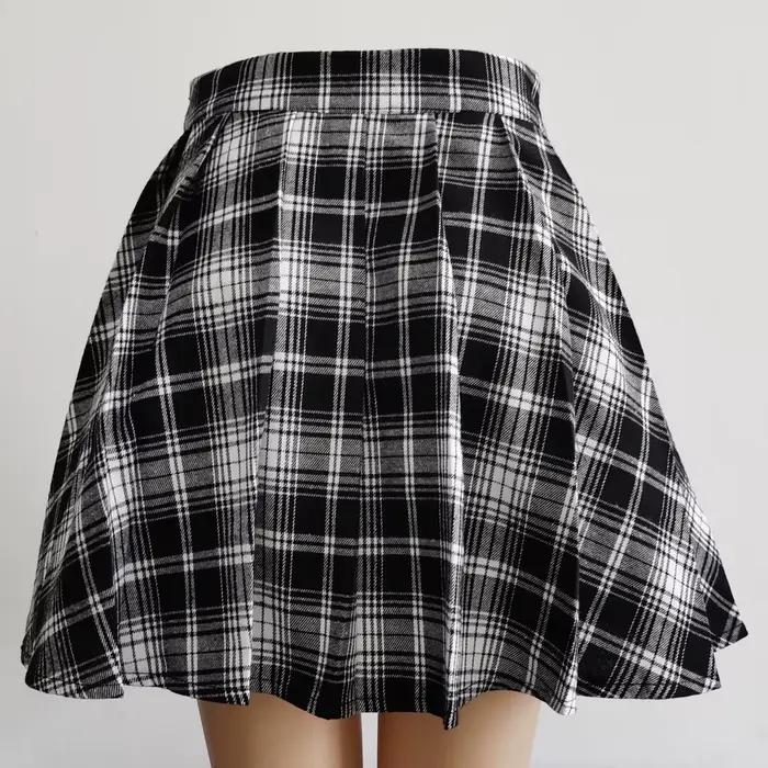 Gothique doux femmes jupe plissée mode Plaid Mini taille haute Chic jupe Kawaii été décontracté dame