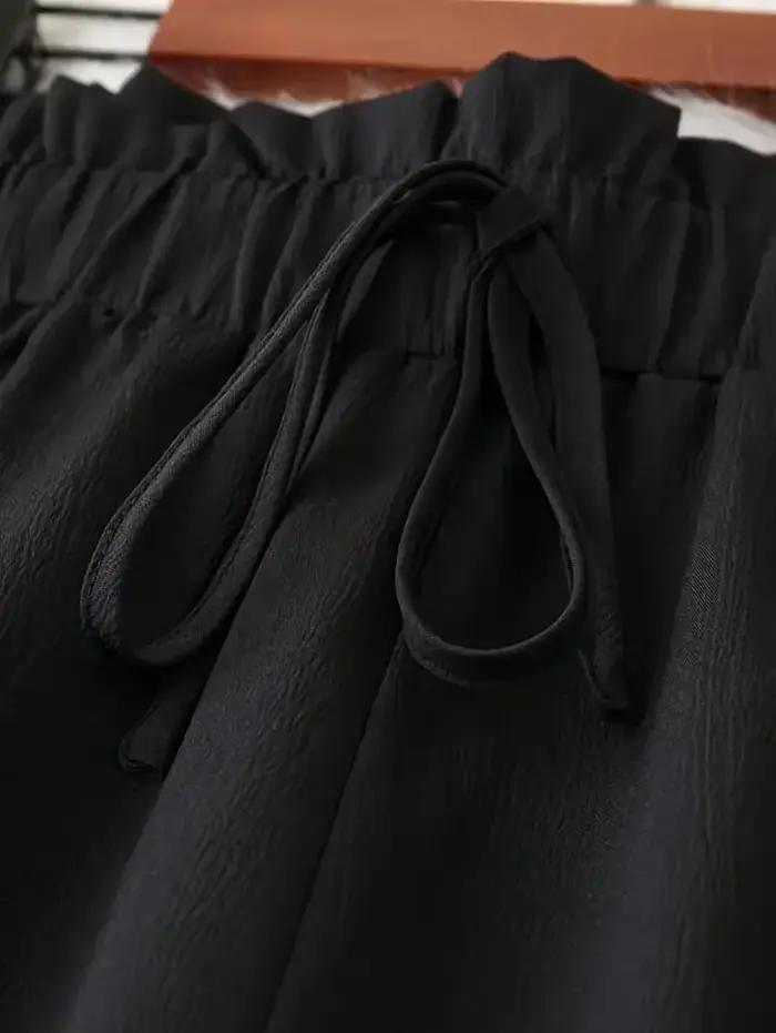 Grande taille 1XL-5XL femmes mode couleur unie pantalon à jambes larges femme décontracté élégant co